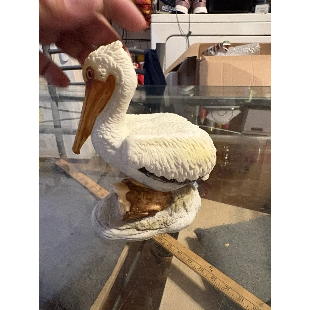 Vintage Lefton China White Pelican Figurine KW910 Hand Painted Porcelain Bird